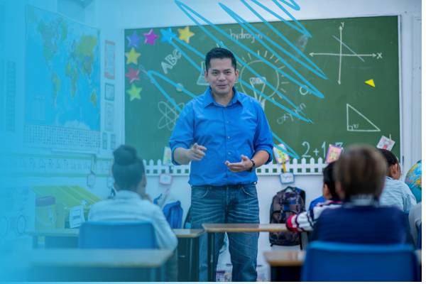Teacher in front of a classroom